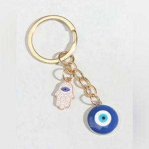 NWT 1pc Evil Eye & Hamsa Hand Charm Metal Keychain